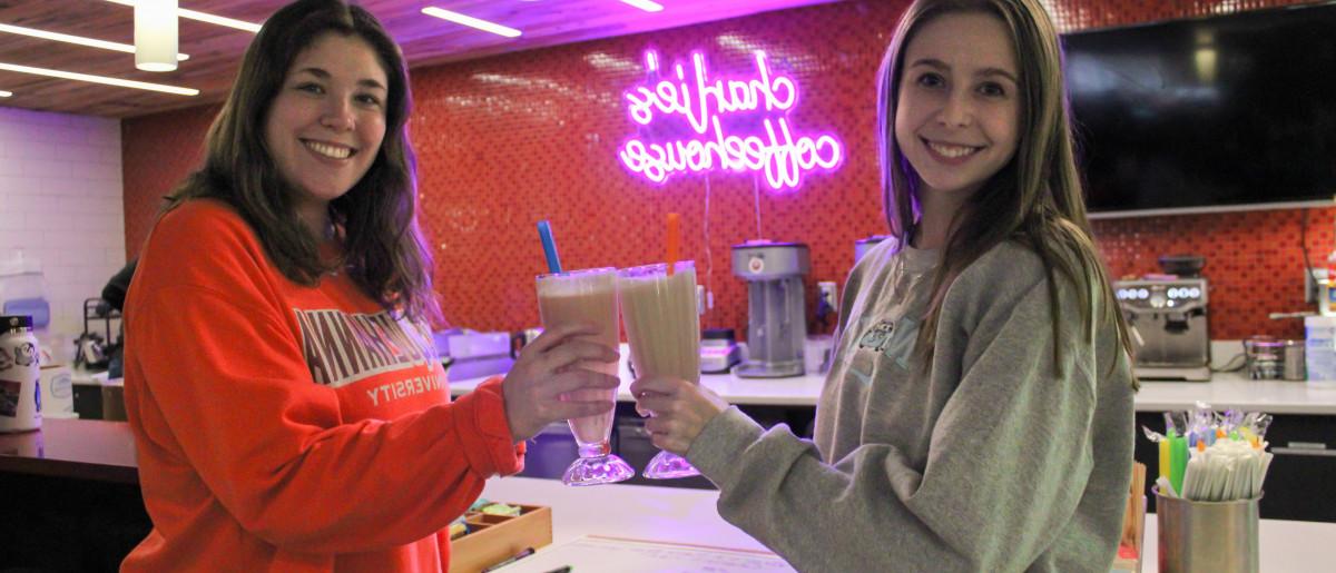 Students having milk shakes in Charlie's.